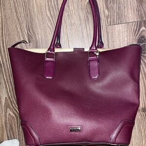 Kenneth Cole Reaction Burgundy Tote Bag (Gold Interior)